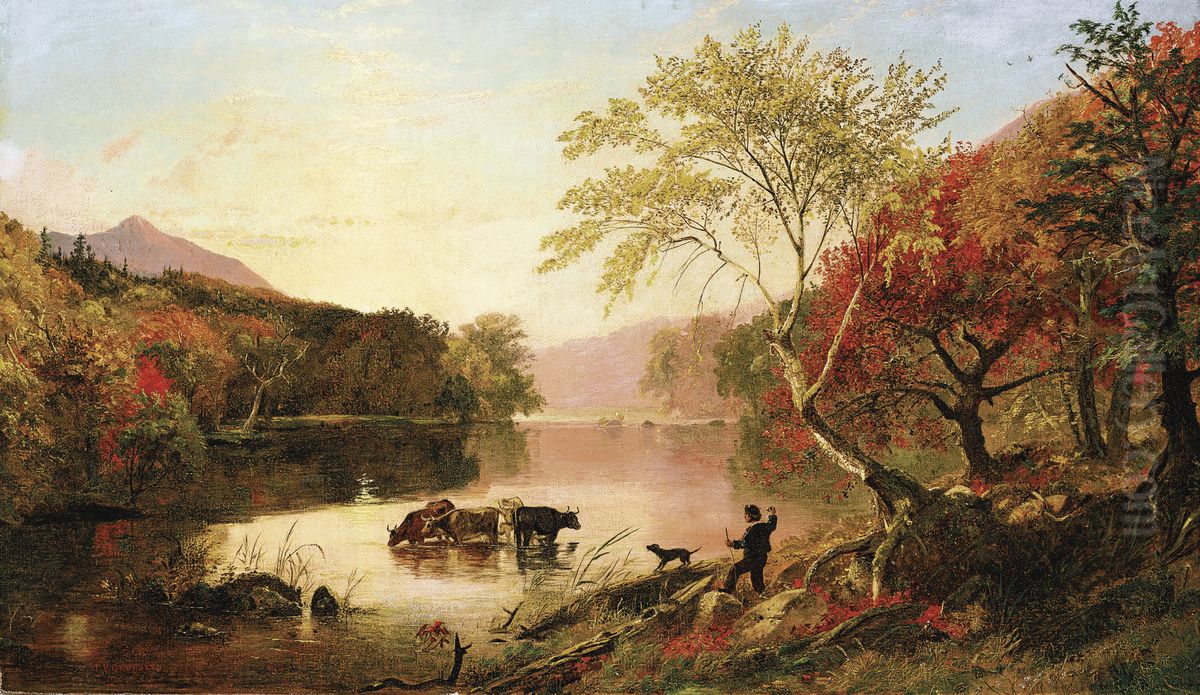 Autumn on the Hudson River Oil Painting by Jasper Francis Cropsey