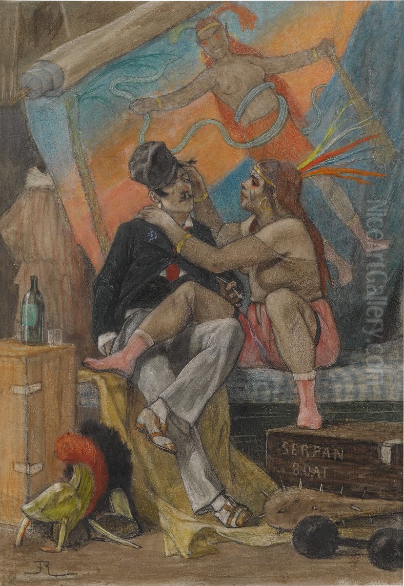 L'Homme a la femme sauvage Oil Painting by unknown