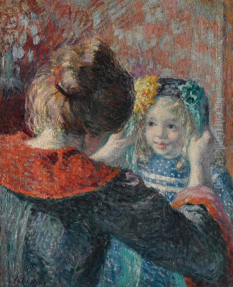 Madame Lebasque et sa fille Marthe Oil Painting by unknown