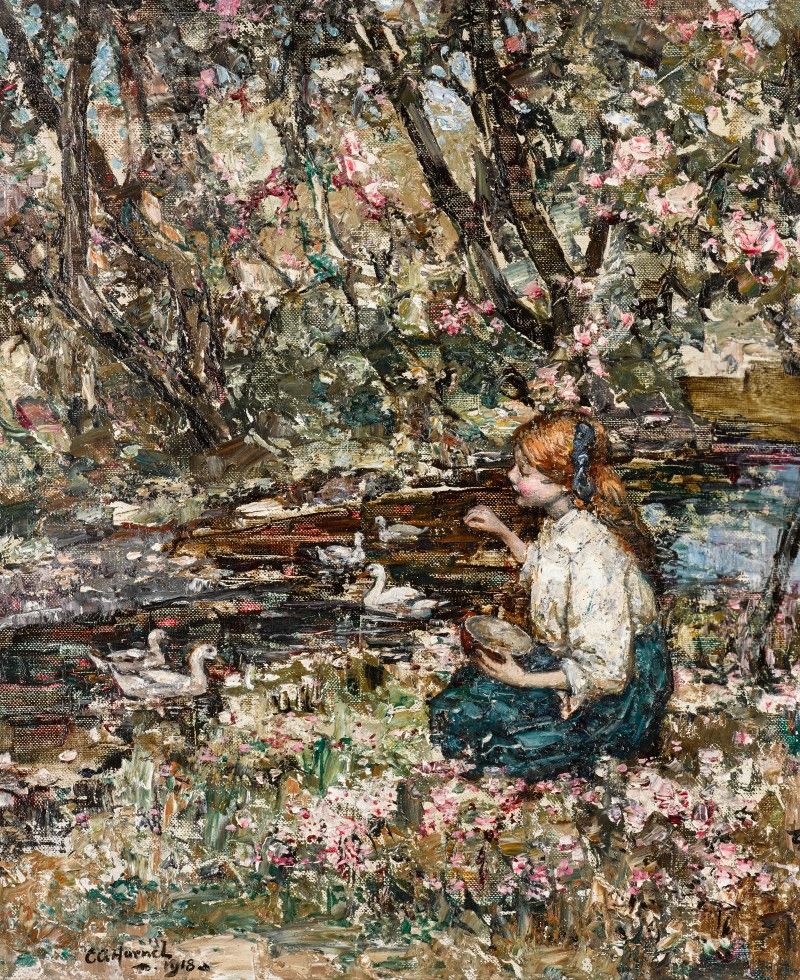 Feeding the Ducks Oil Painting by unknown