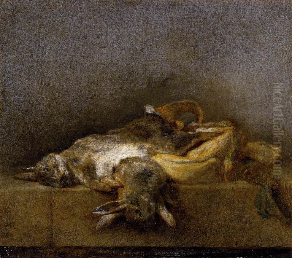 Still-Life with Two Rabbits Oil Painting by Jean-Baptiste-Simeon Chardin