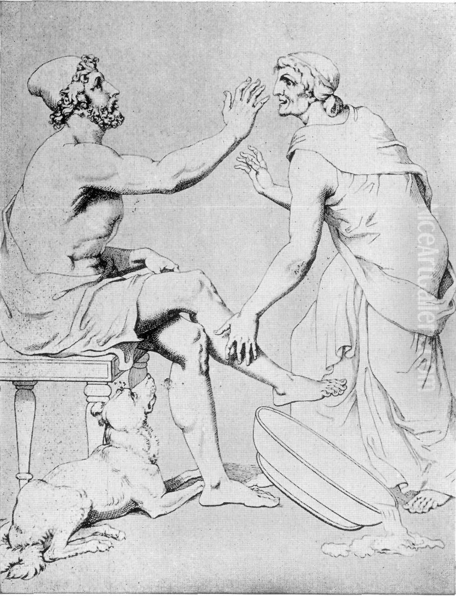 Odysseus and Euryclea Oil Painting by Johann Heinrich Wilhelm Tischbein I