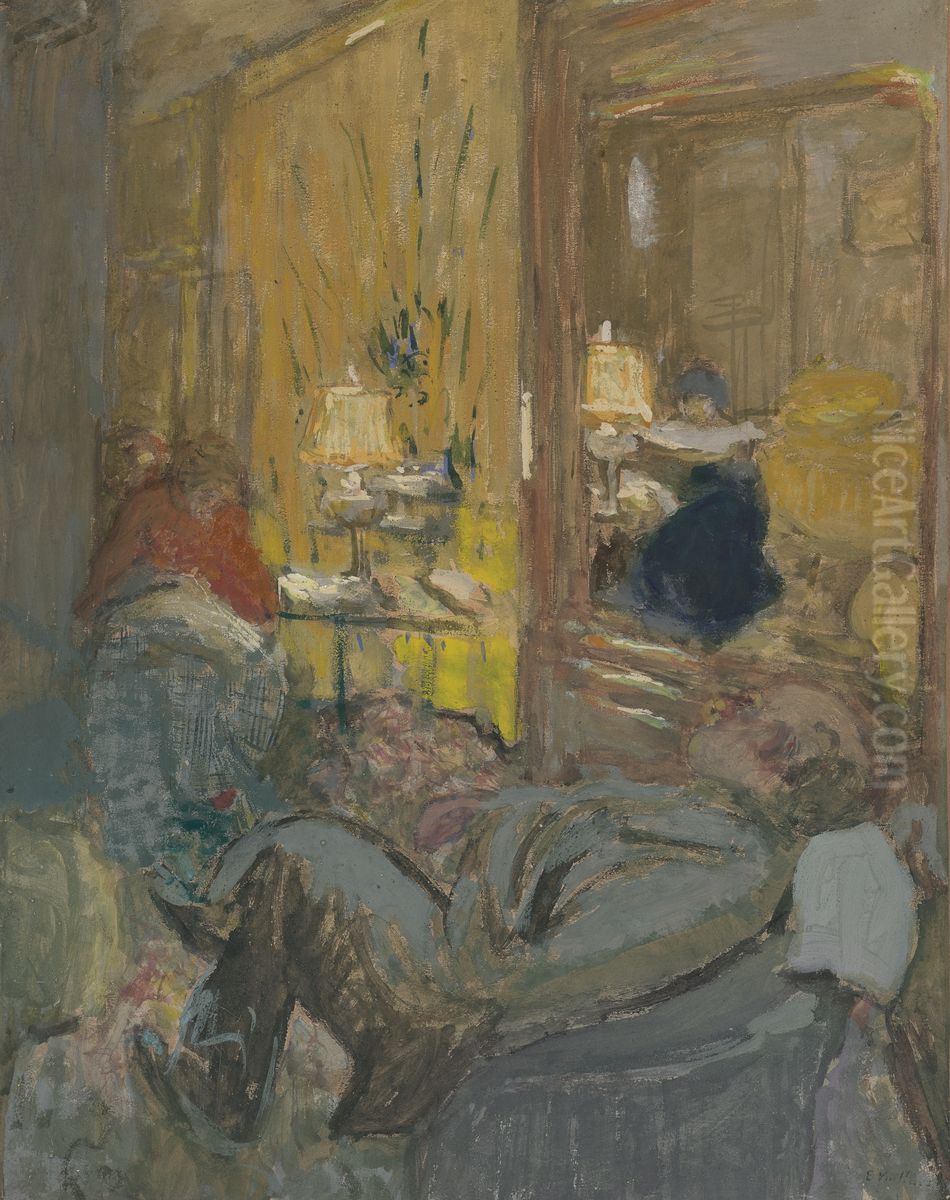 Interieur aux trois personnages Oil Painting by unknown