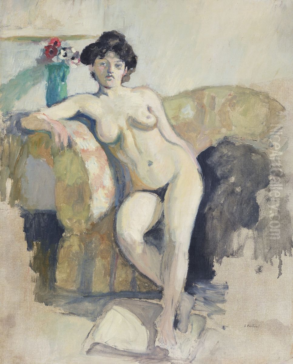 Femme nue assise sur un canape Oil Painting by unknown