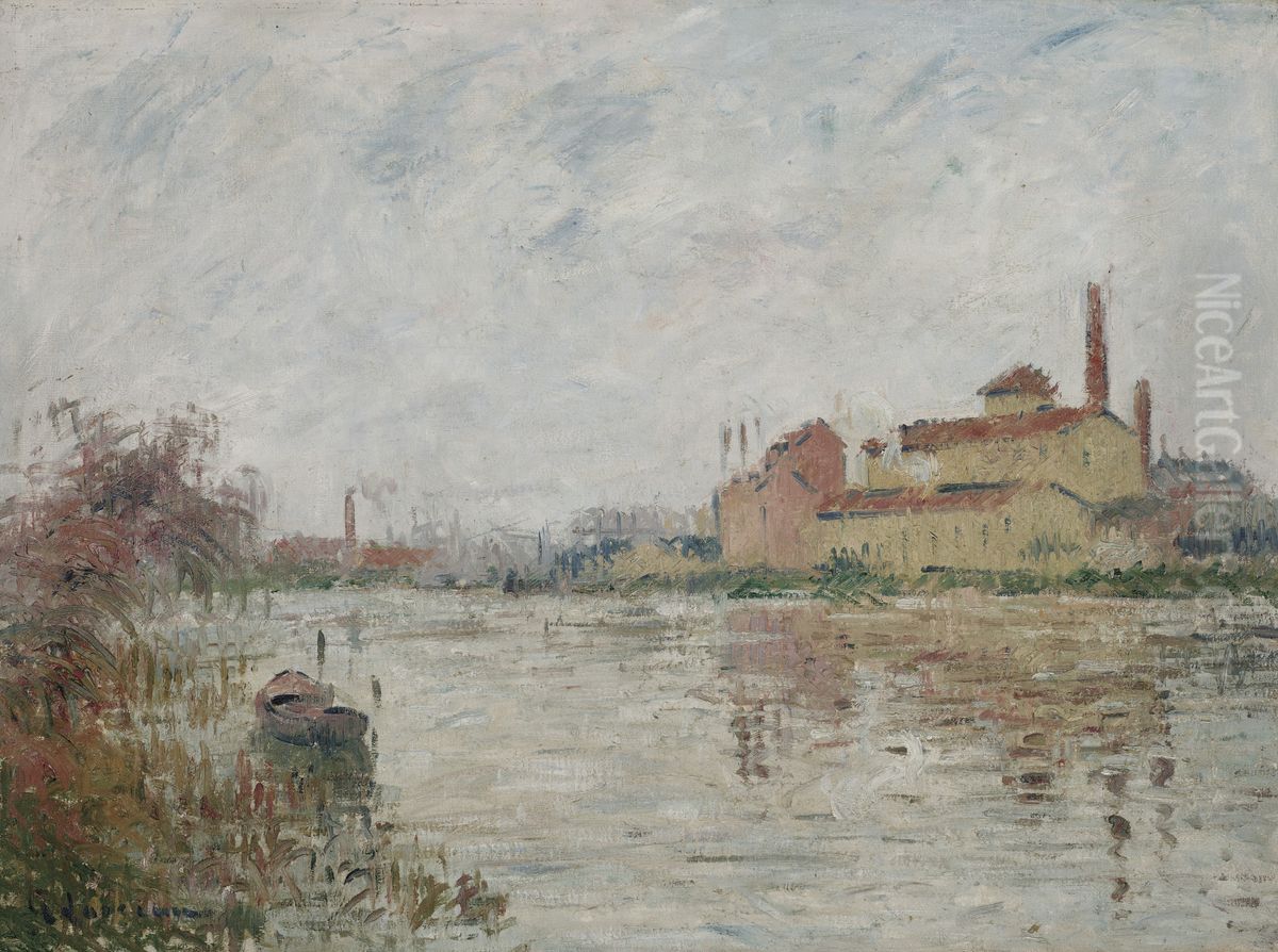 L'usine au bord de la riviere Oil Painting by Gustave Loiseau