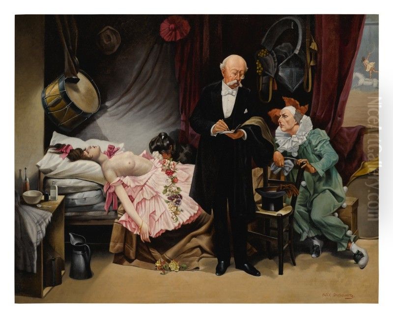 Pierrot's Dilemma Oil Painting by Alex Duschnitz