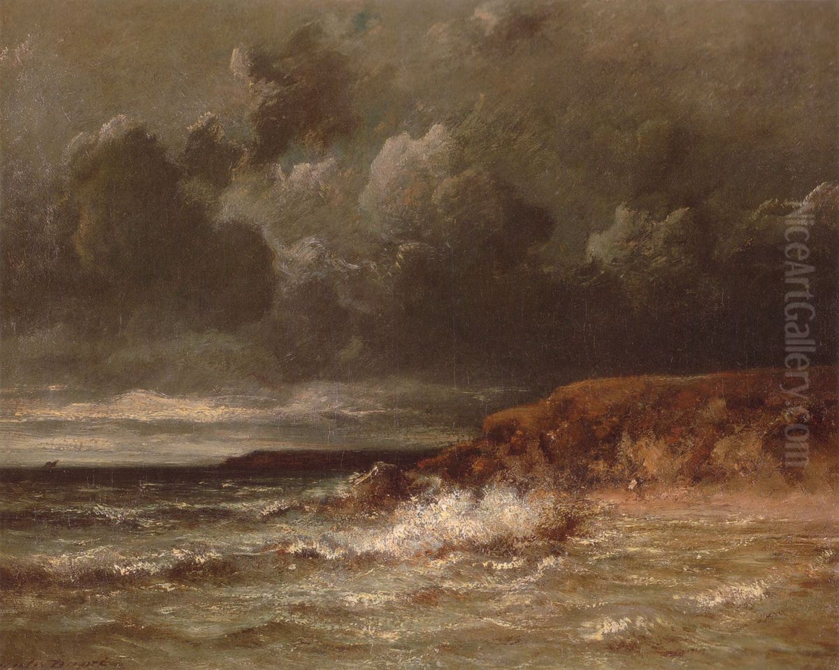 Marine Landscape (The Cape and Dunes of Saint-Quentin) Oil Painting by Jules Dupre