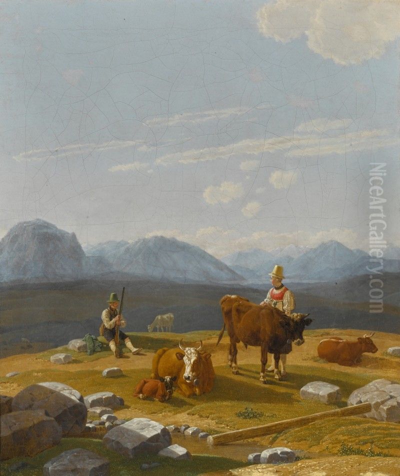 Auf der Alm (On the Alpine Pasture) Oil Painting by unknown