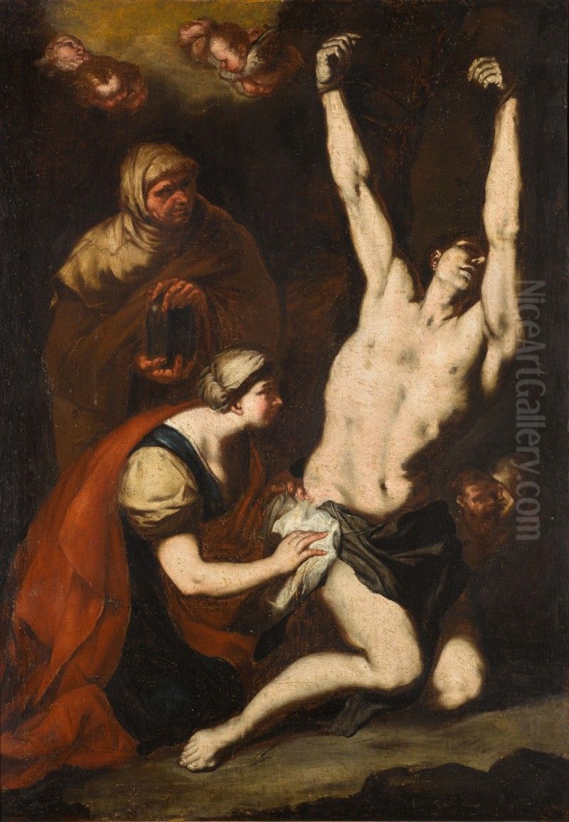 Saint Sebastian Tended by the Pious Women Oil Painting by unknown