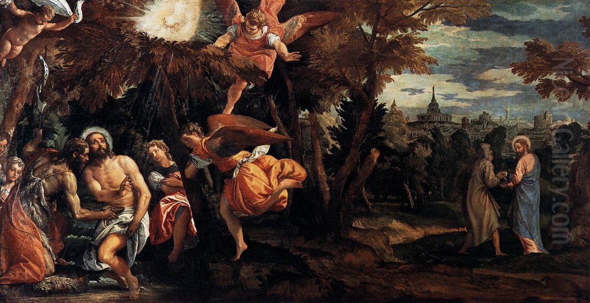 Baptism and Temptation of Christ Oil Painting by Paolo Veronese (Caliari)