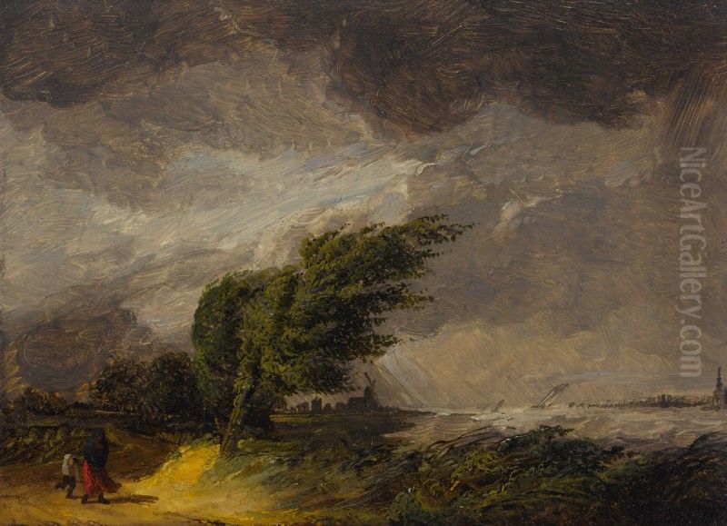THE APPROACHING STORM Oil Painting by unknown