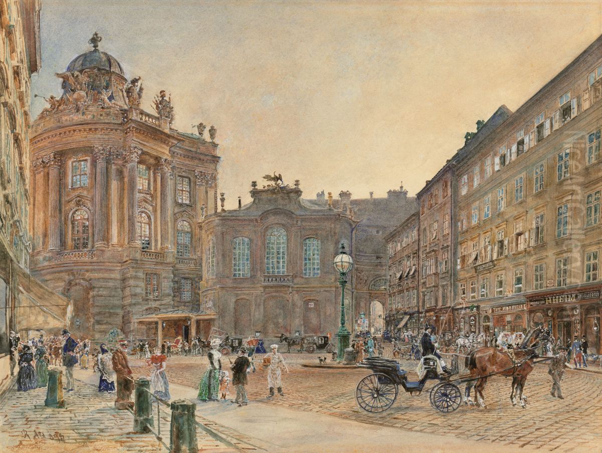 Burgtheater, Michaelerplatz, Vienna Oil Painting by Rudolf von Alt