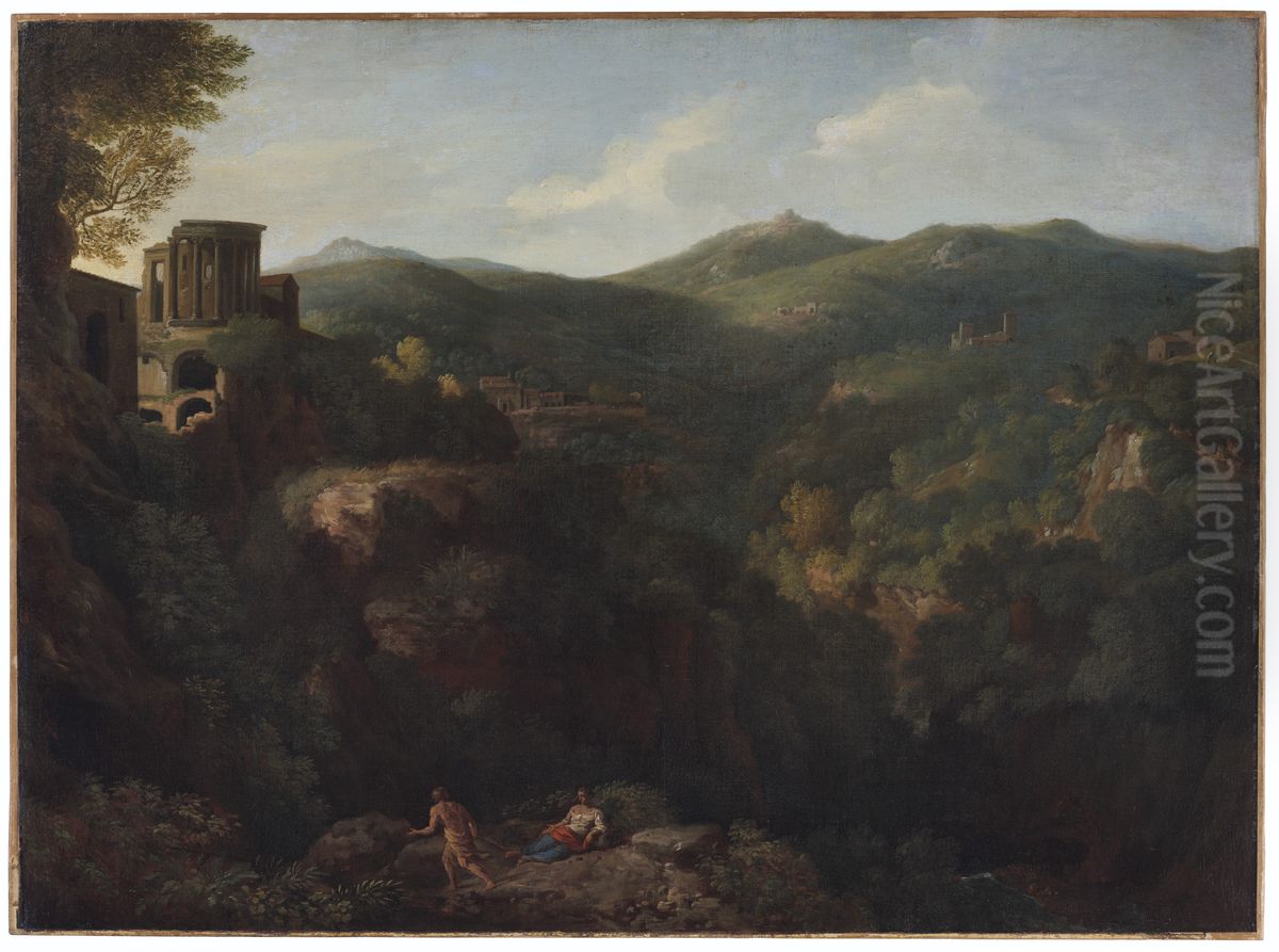 A view of Tivoli, with the Temple of the Sibyl Oil Painting by unknown