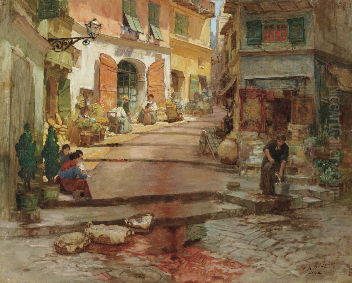 Rue Droite, dans le vieux Nice Oil Painting by unknown