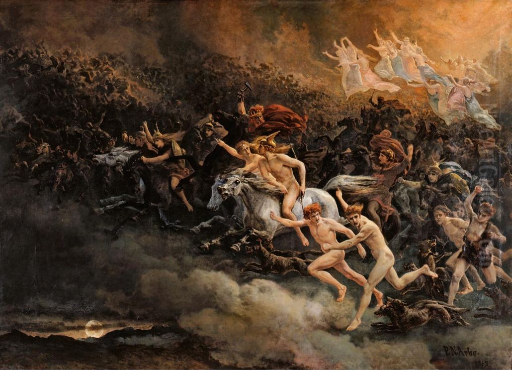 Wild Hunt of Odin Oil Painting by Peter Nicolai Arbo
