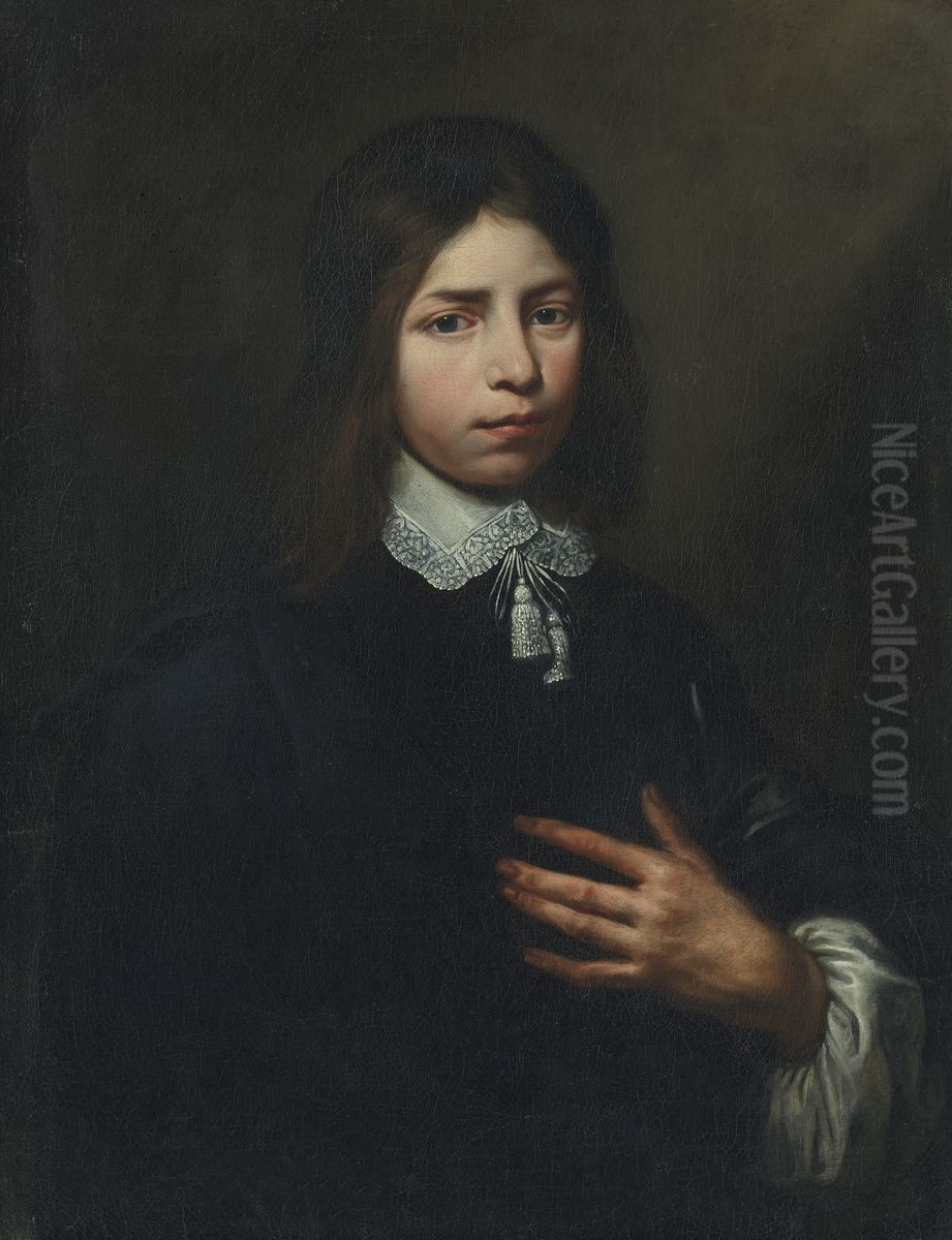Portrait of a boy, aged 14, three-quarter-length Oil Painting by Jacob van Oost