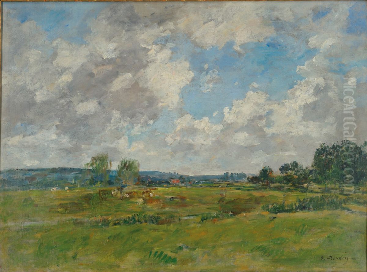 La vallee de la Touques Oil Painting by Eugene Louis Boudin