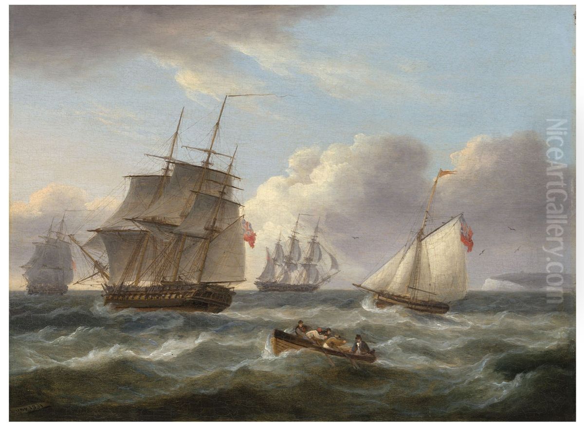 Busy shipping lanes off the South Foreland Oil Painting by Thomas Luny
