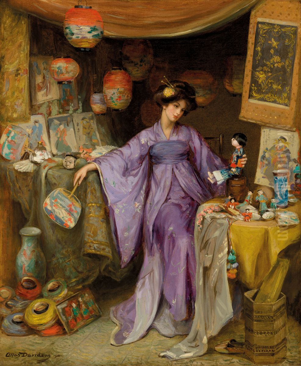 my lady lights the sombre day: A scene from The Mikado Oil Painting by Allan Douglas Davidson