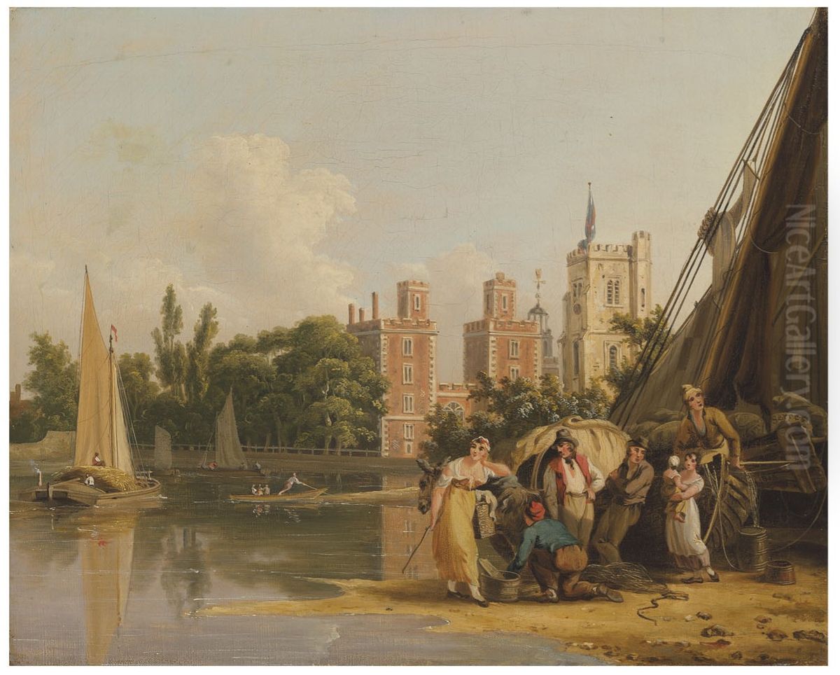 A view of Lambeth Palace from the Thames Oil Painting by John Thomas Serres