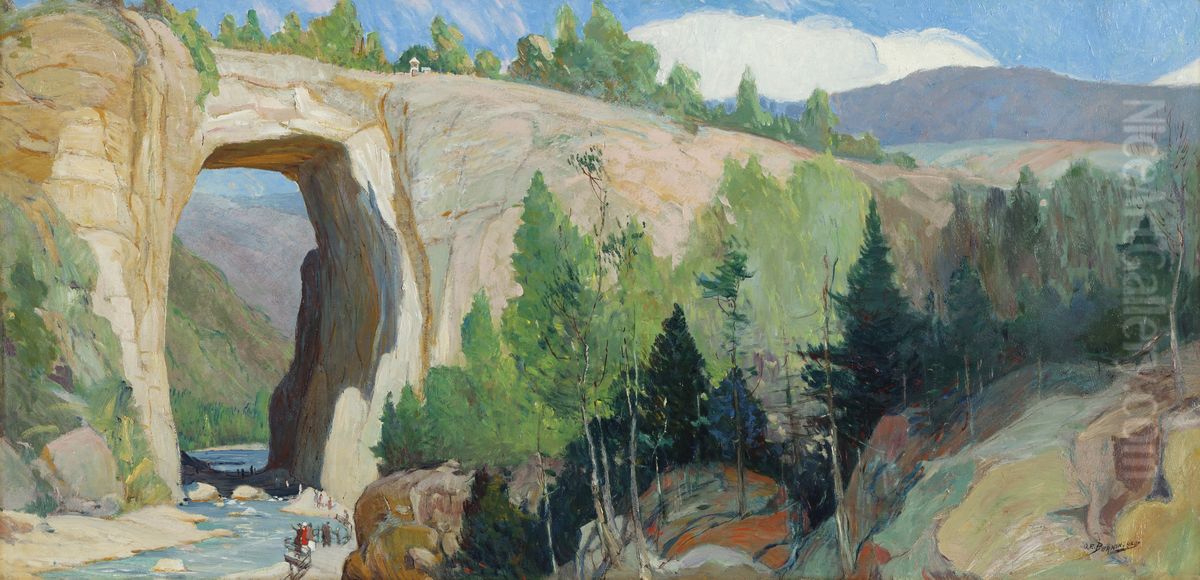 Natural Bridge Oil Painting by Oscar E. Berninghaus