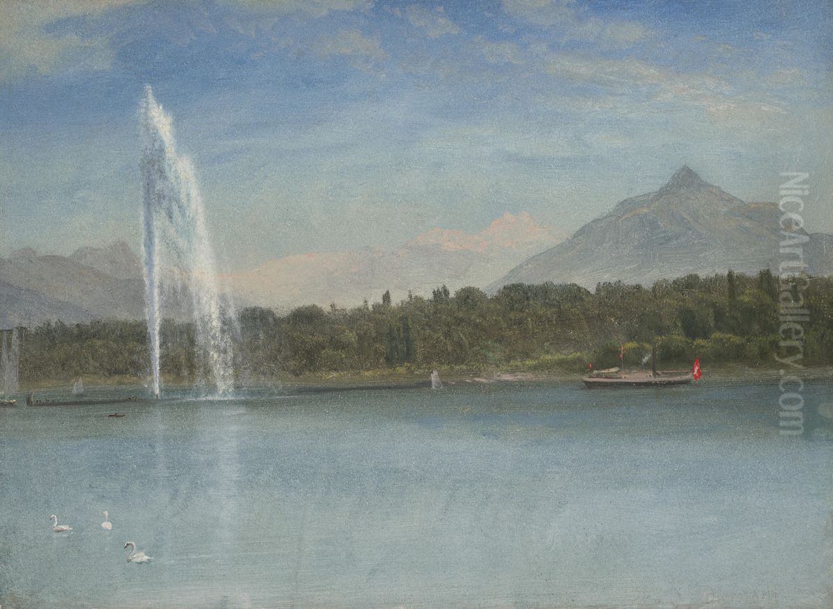 Swiss Scene Oil Painting by Albert Bierstadt