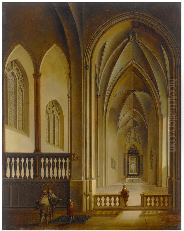 CHURCH INTERIOR Oil Painting by Johann Ludwig Ernst Morgenstern