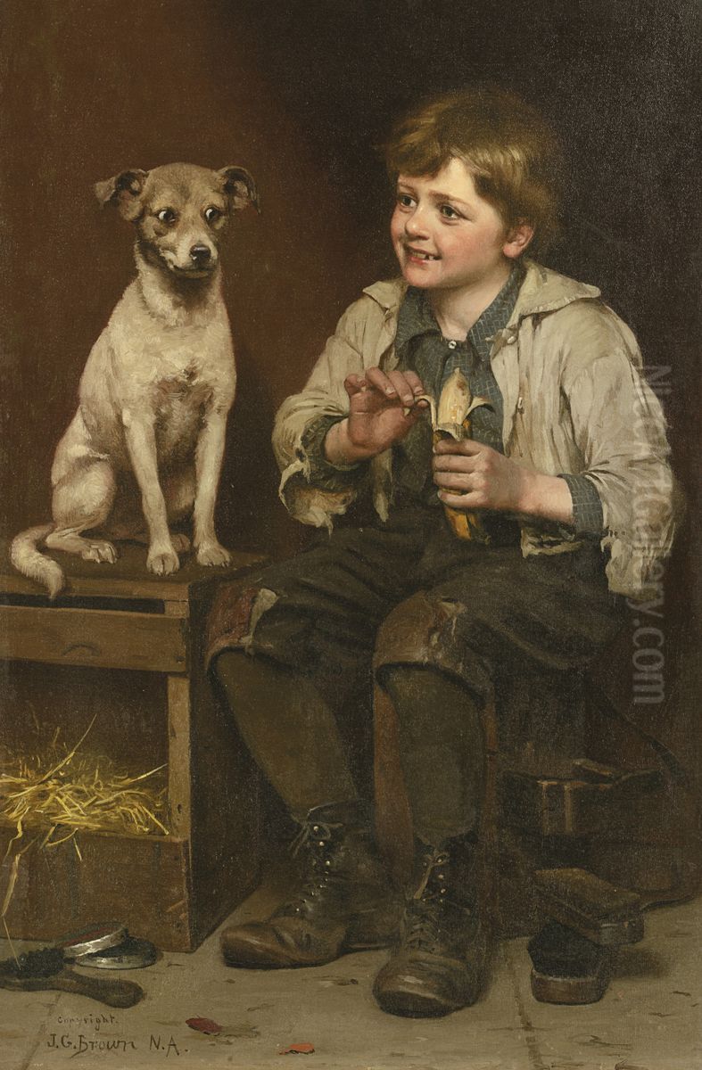 Waiting for a Bite Oil Painting by John George Brown