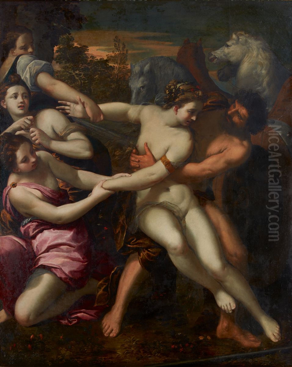 Abduction of Persephone Oil Painting by Ippolito Scarsella (see Scarsellino)