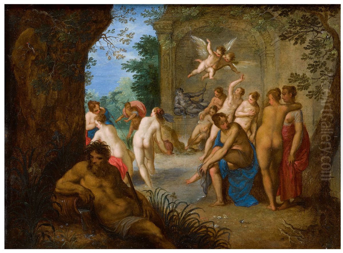 DIANA AND ACTAEON WITH NYMPHS Oil Painting by Hans Rottenhammer