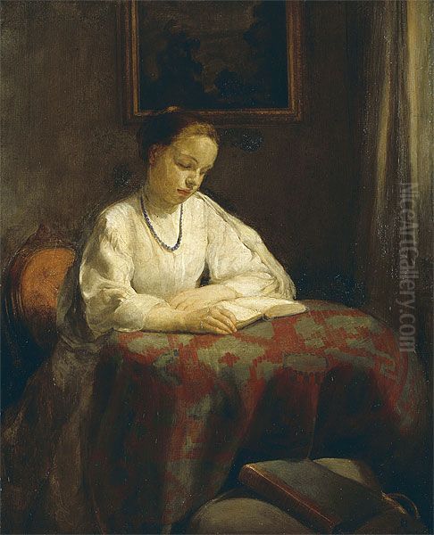 Girl reading Oil Painting by Mary Mcevoy