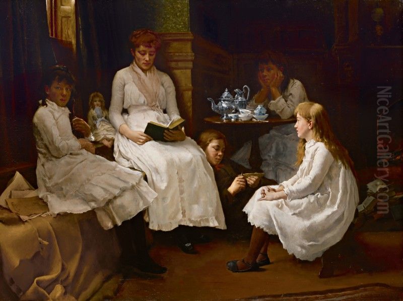 A WINTER'S TALE OF SPRITES AND GOBLINS Oil Painting by Dennis Miller Bunker