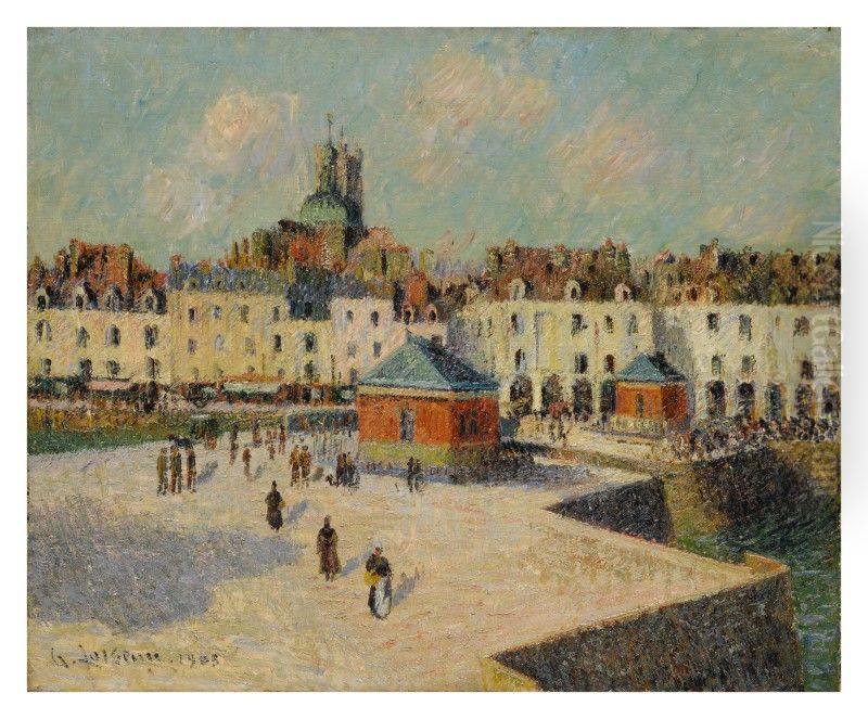DIEPPE, LE QUAI DE CARENAGE Oil Painting by Gustave Loiseau