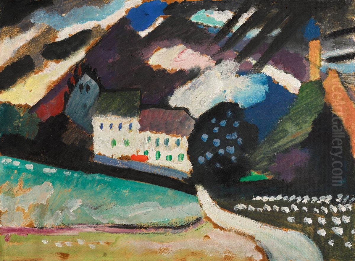 MURNAU - SCHLOSS UND KIRCHE II (MURNAU - CASTLE AND CHURCH II) Oil Painting by Wassily Kandinsky