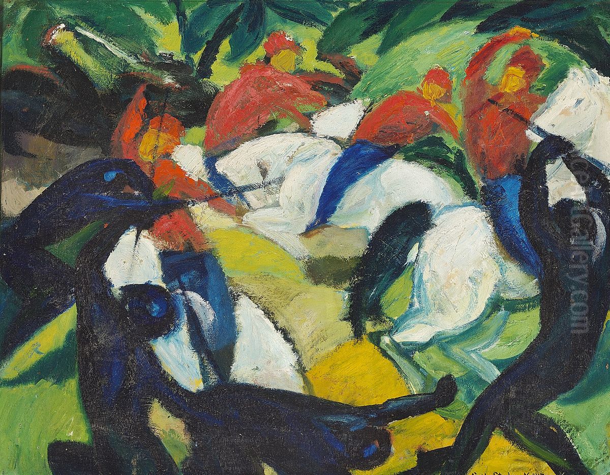 Neger og Spahi. Oil Painting by Erik Staehr-Nielsen