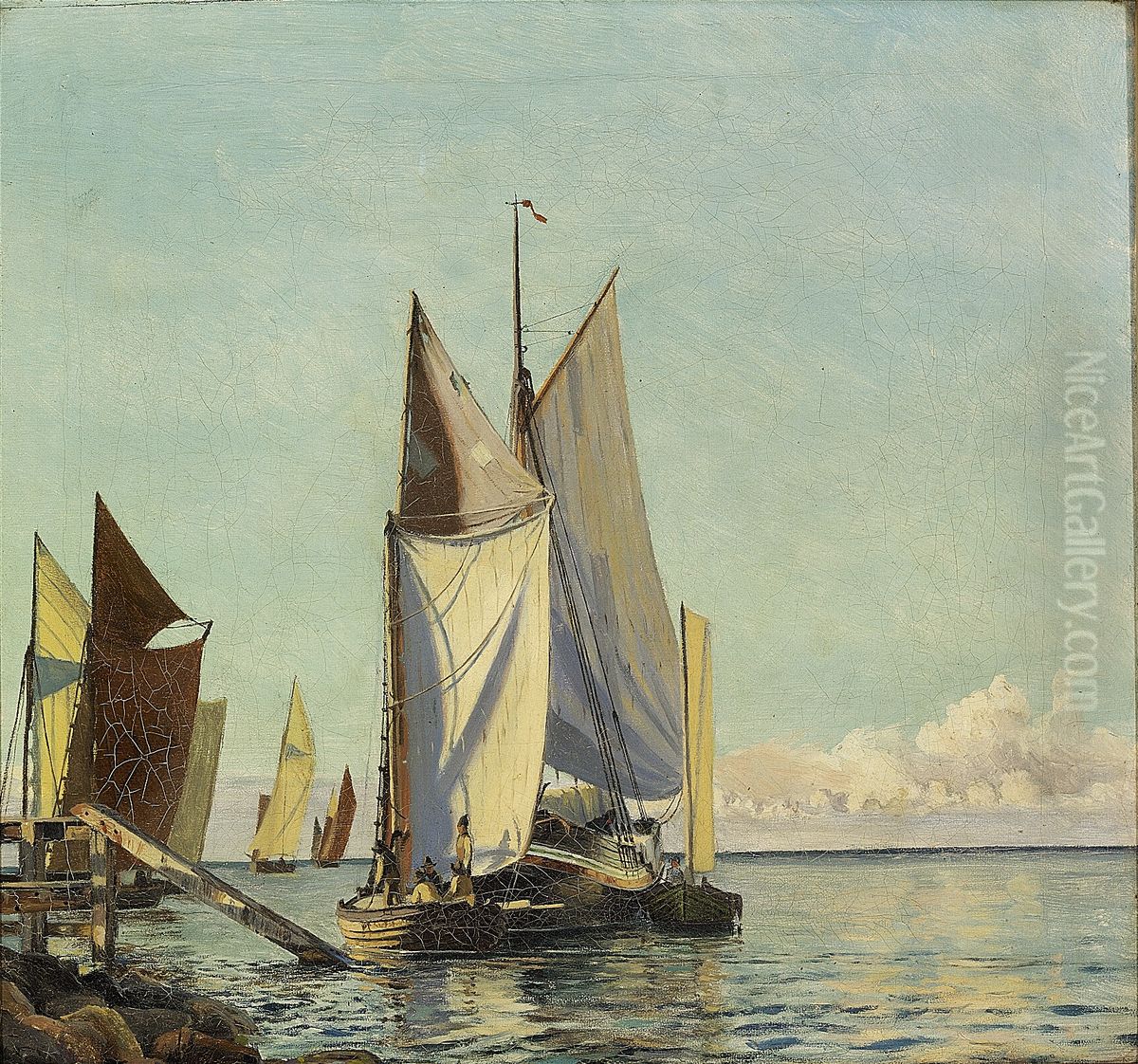 Sailing ships off Dragor. Oil Painting by Christian Molsted