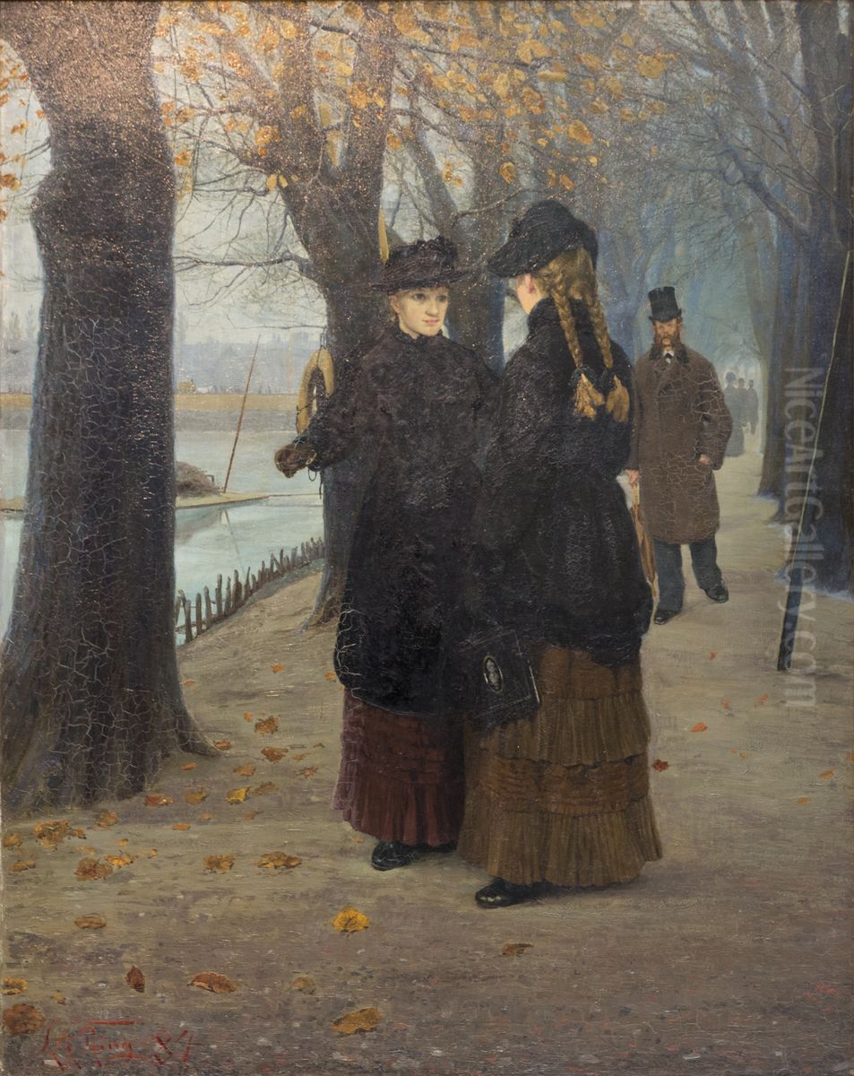 Folg med. Fra Dosseringen i Kobenhavn. Oil Painting by Laurits Andersen Ring