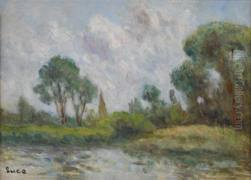 LES ENVIRONS DE SAINT-AY Oil Painting by Maximilien Luce