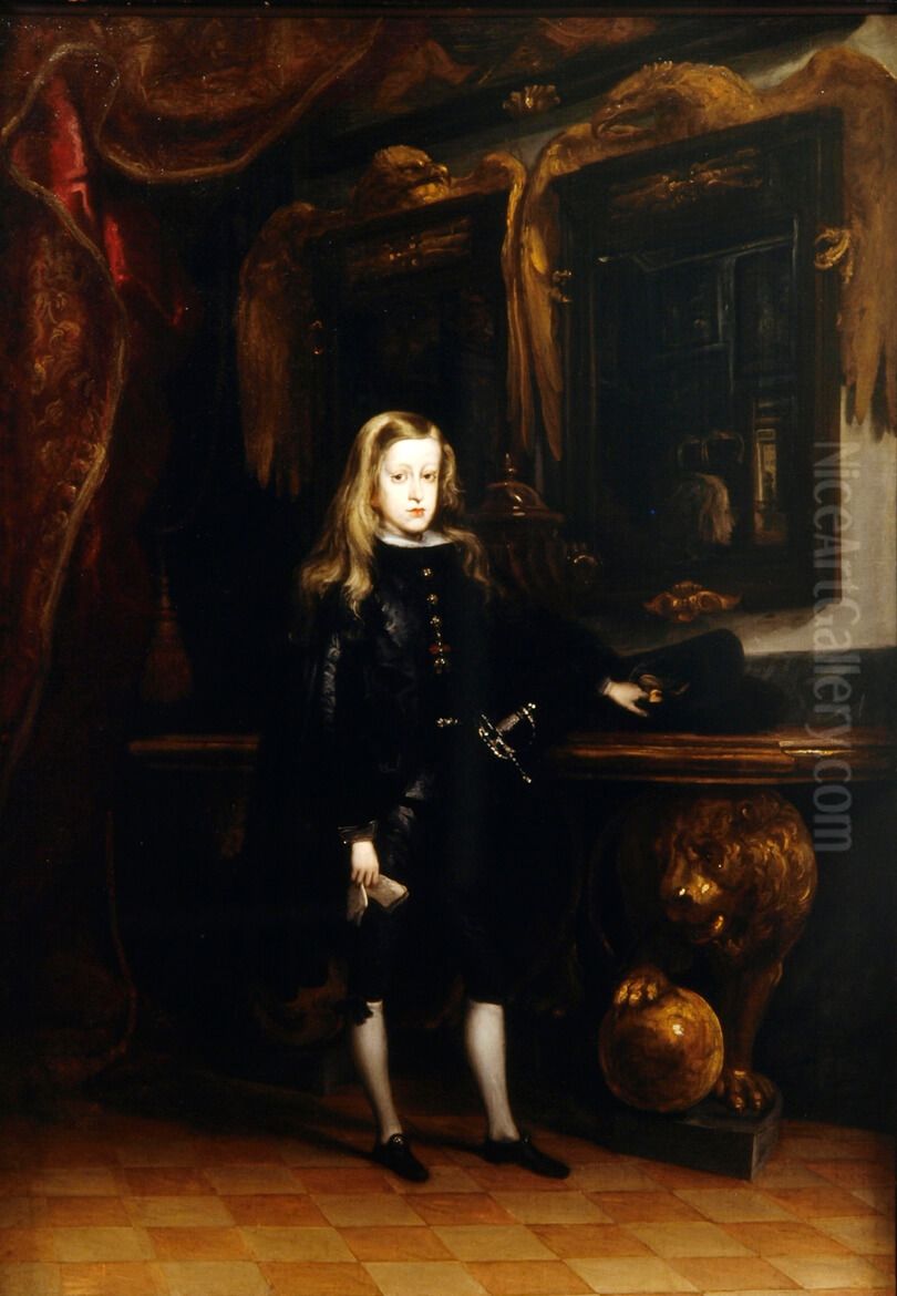 Carlos II de Espana a los diez anos de edad Oil Painting by Juan Carreno De Miranda