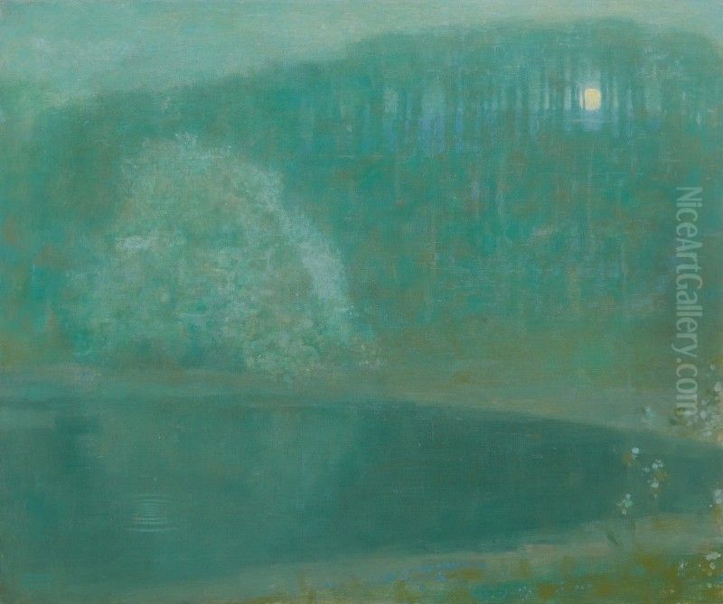 MOONLIT POND, MAMARONEK Oil Painting by Edward Steichen