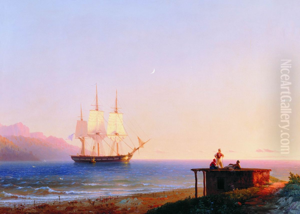 Frigate under sail. Oil Painting by Ivan Aivazovsky