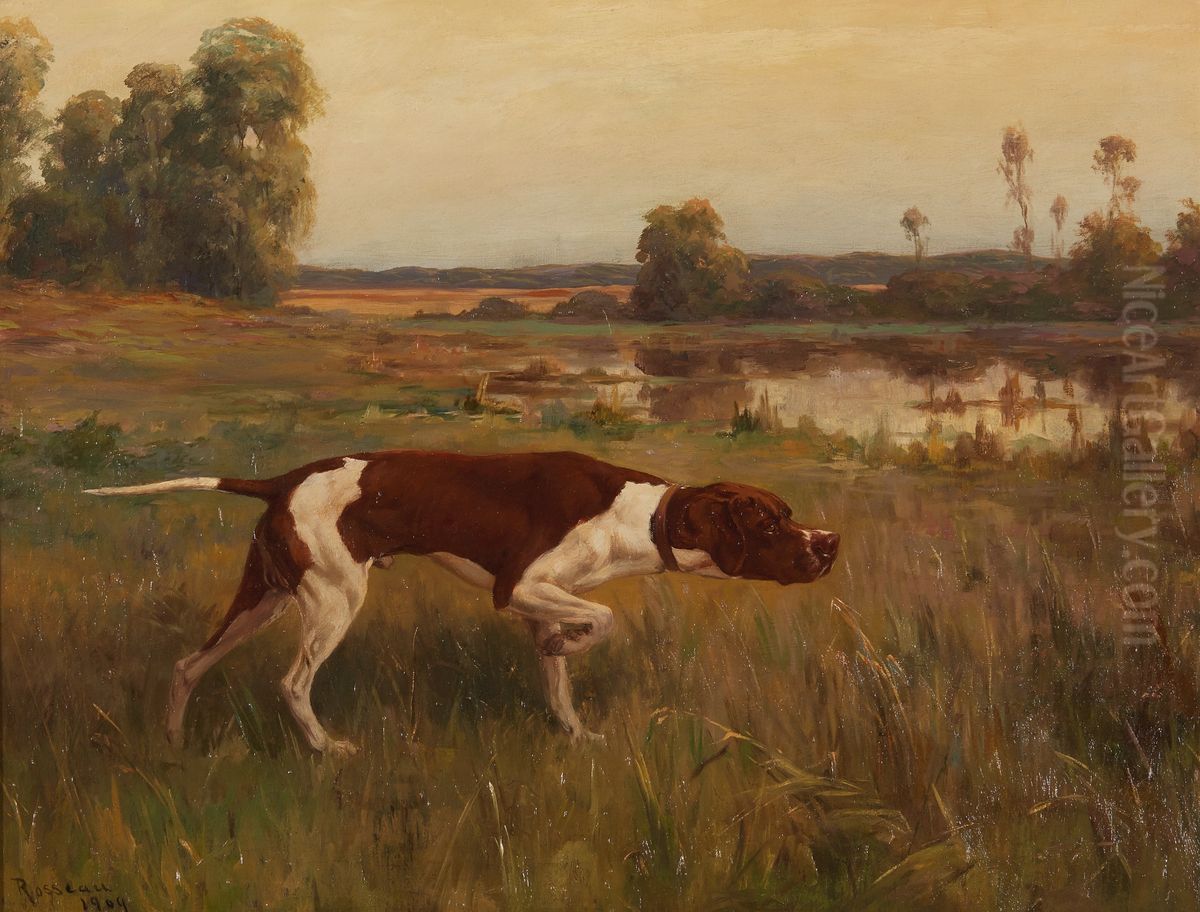 POINTER IN A LANDSCAPE Oil Painting by Percival Leonard Rosseau