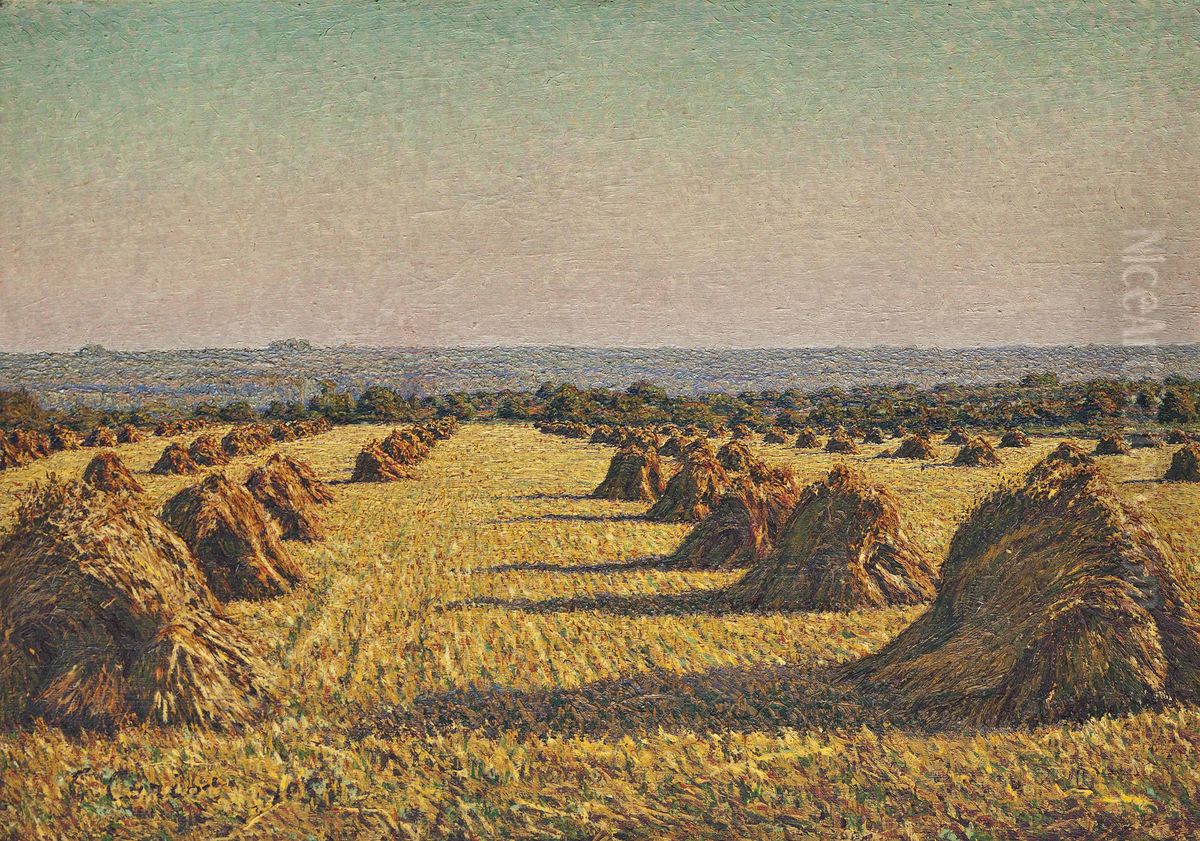 Paysage de moisson Oil Painting by Gustave Cariot