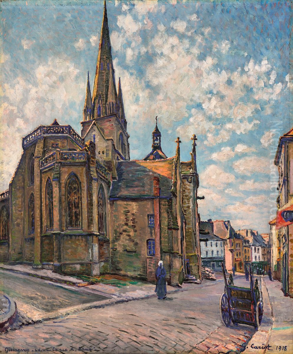 CHURCH, GUINGAMP, RUE NOTRE-DAME Oil Painting by Gustave Cariot