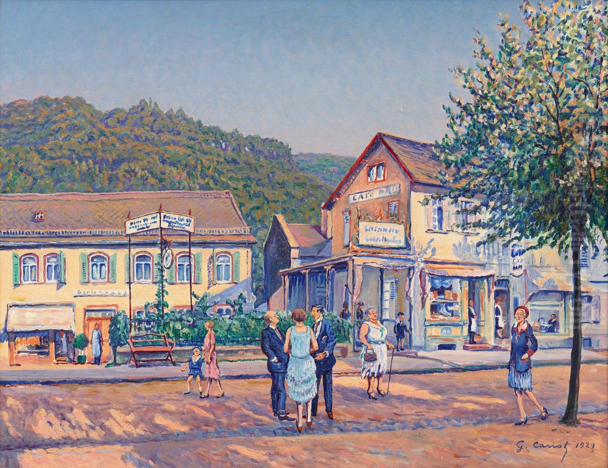 CAFE HABER, SCHLANGENBAD Oil Painting by Gustave Cariot