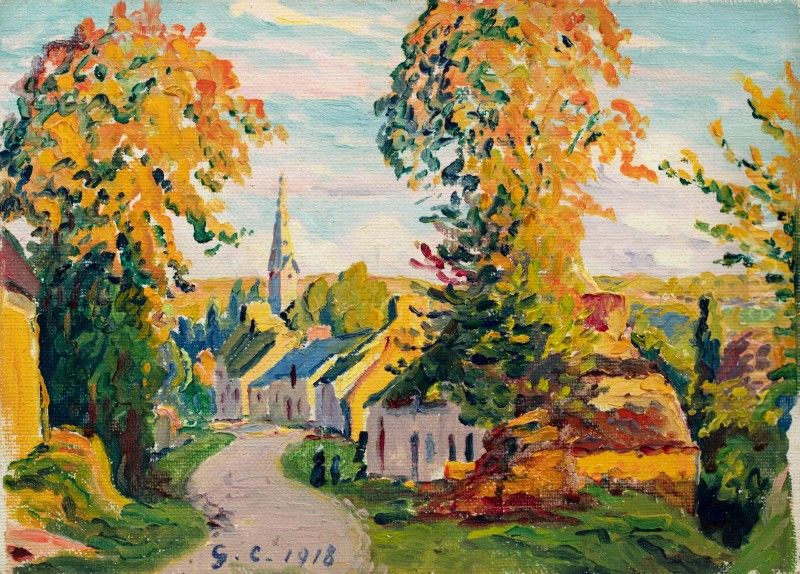 BOURG DE SAINT-PEVER, PRES DE GUINGAMP Oil Painting by Gustave Cariot