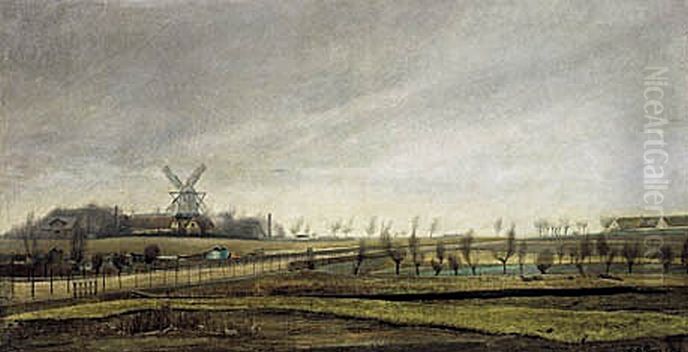 Lersoen. Landskab omkring Tagensvej. Studie. Oil Painting by Laurits Andersen Ring