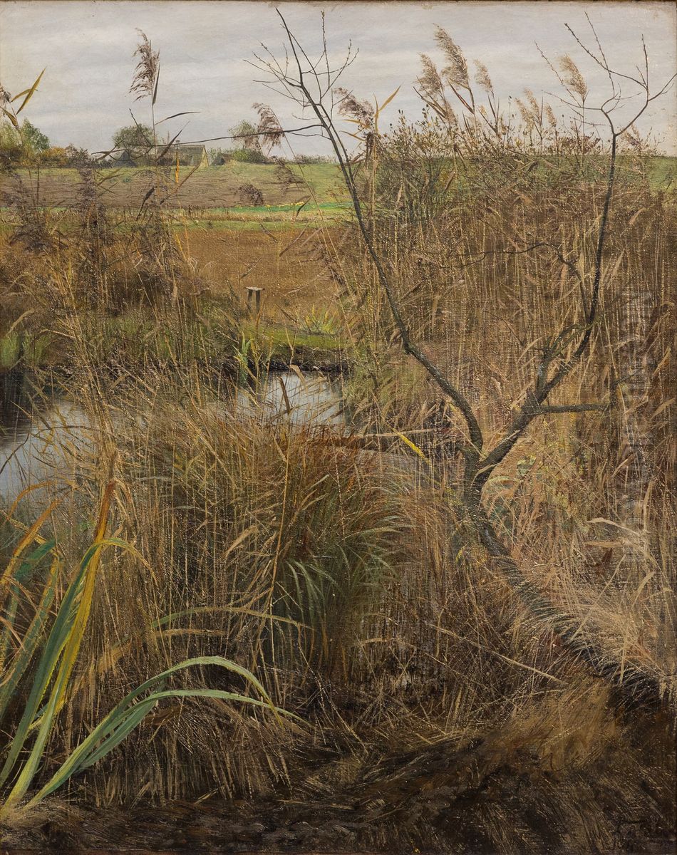 Efterar i mosen Oil Painting by Laurits Andersen Ring