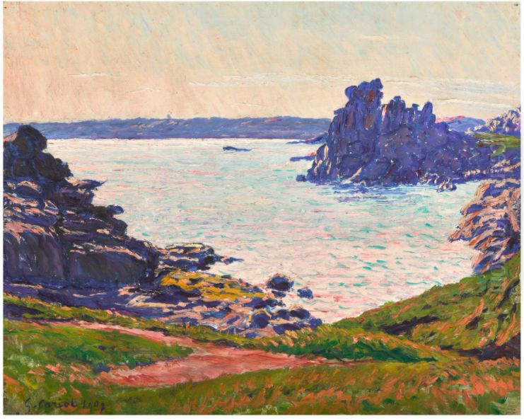 COTES ROCHEUSES Oil Painting by Gustave Cariot