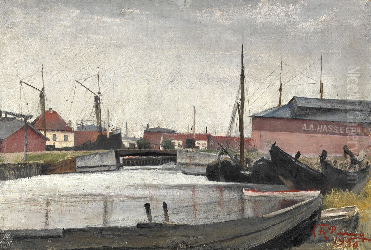 Parti fra Koge Havn Oil Painting by Laurits Andersen Ring